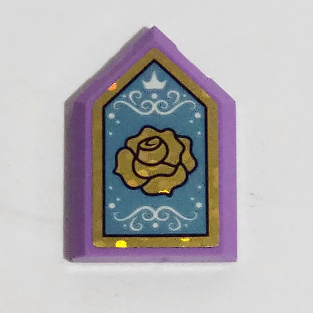 LEGO Purple Gold Floral Stained Glass Window Replacement Piece 1/8 inch Tile